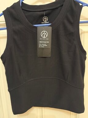 NWT Move Theology Black Ribbed Contour Tank Top size medium